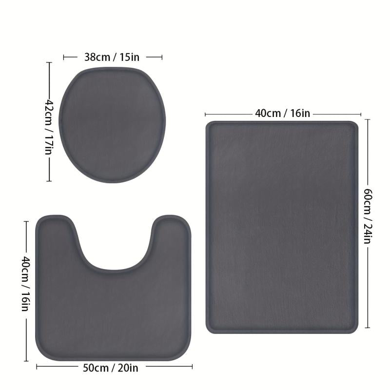 3pcs Extra Thick Memory Foam Bath Mat Set - Fast Absorbing, Washable, Non-Slip