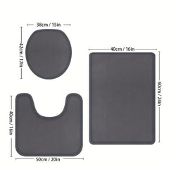 3pcs Extra Thick Memory Foam Bath Mat Set - Fast Absorbing, Washable, Non-Slip