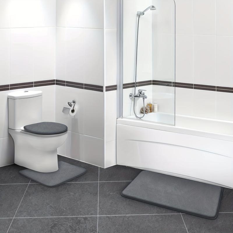 3pcs Extra Thick Memory Foam Bath Mat Set - Fast Absorbing, Washable, Non-Slip