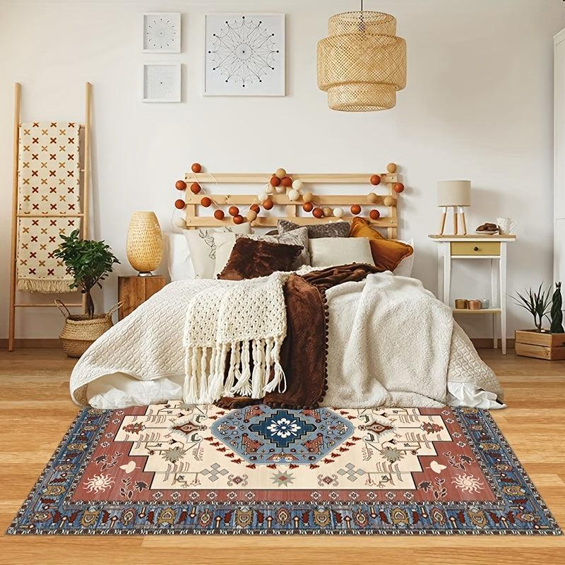 Soft Vintage Persian Area Rug Stain Resistant Washable, Anti Slip Backing Rugs