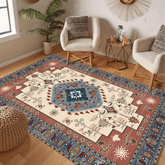Soft Vintage Persian Area Rug Stain Resistant Washable, Anti Slip Backing Rugs