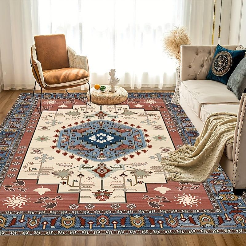 Soft Vintage Persian Area Rug Stain Resistant Washable, Anti Slip Backing Rugs
