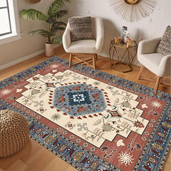 Soft Vintage Persian Area Rug Stain Resistant Washable, Anti Slip Backing Rugs