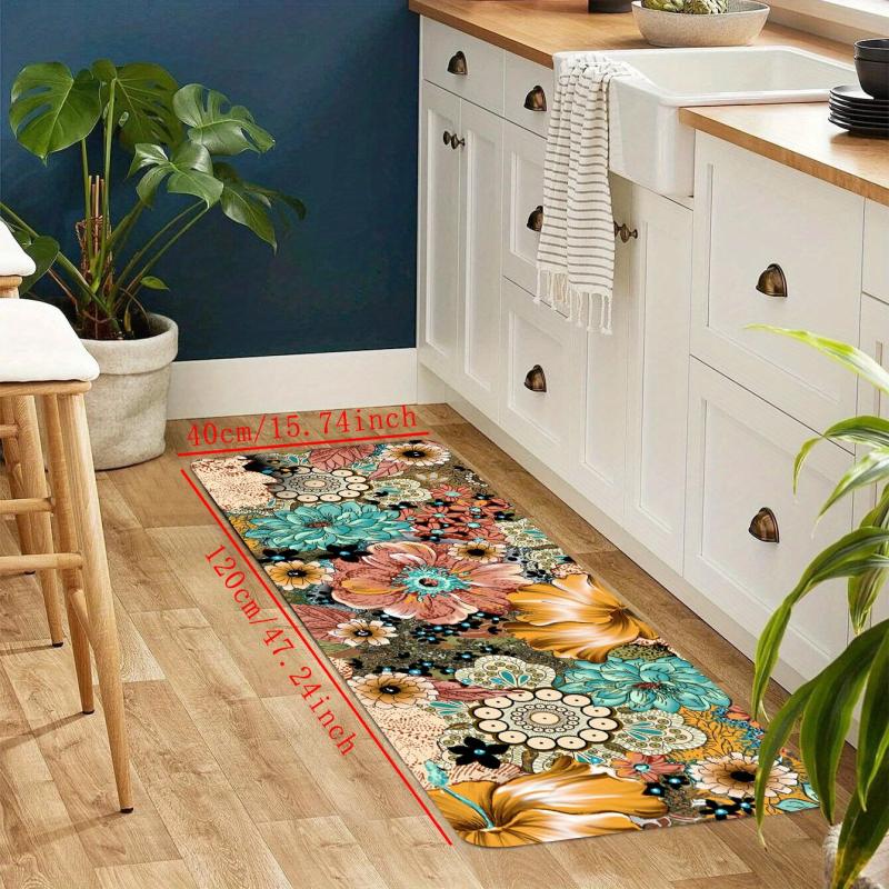 Soft Boho Kitchen Rug Anti Fatigue Waterproof Non Slip Memory Foam Runner Rug
