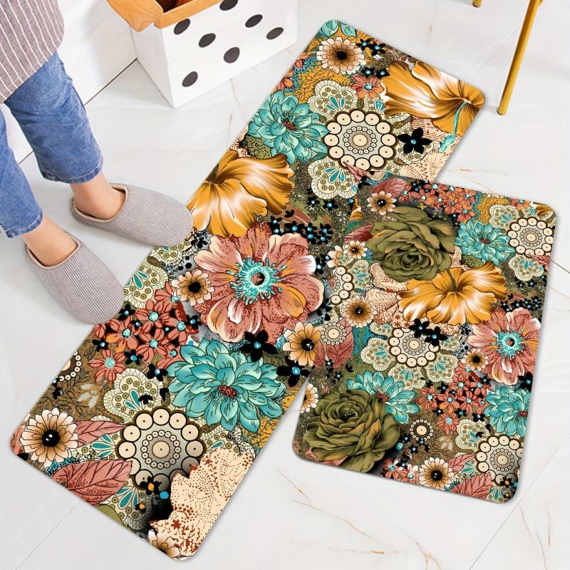 Soft Boho Kitchen Rug Anti Fatigue Waterproof Non Slip Memory Foam Runner Rug