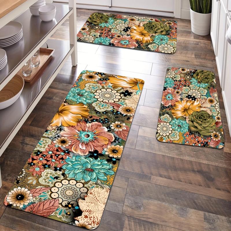 Soft Boho Kitchen Rug Anti Fatigue Waterproof Non Slip Memory Foam Runner Rug