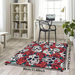 Halloween Skulls & Roses Print Non-Slip Area Rug
