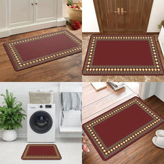 Burgundy Laundry Room Mat Rugs Soft & Non Slip Kitchen Rug Easy to Clean