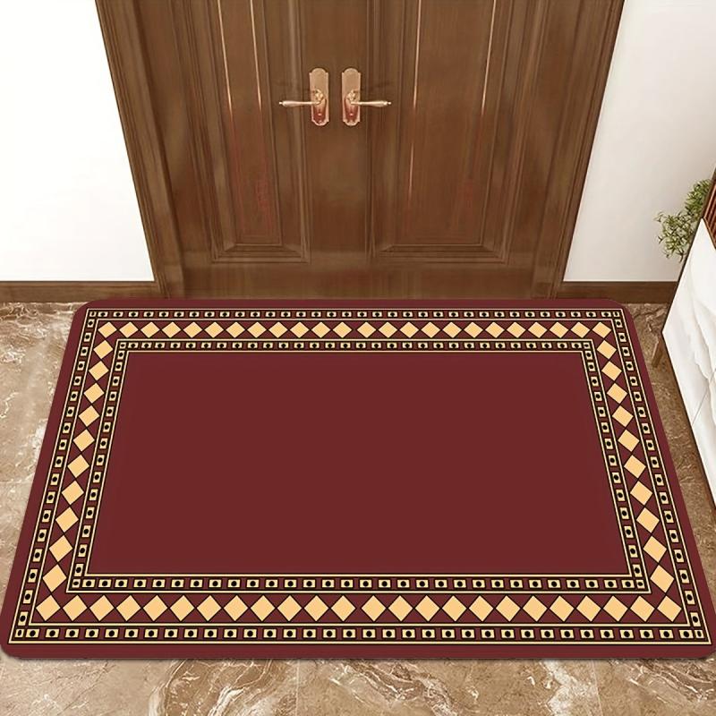 Burgundy Laundry Room Mat Rugs Soft & Non Slip Kitchen Rug Easy to Clean