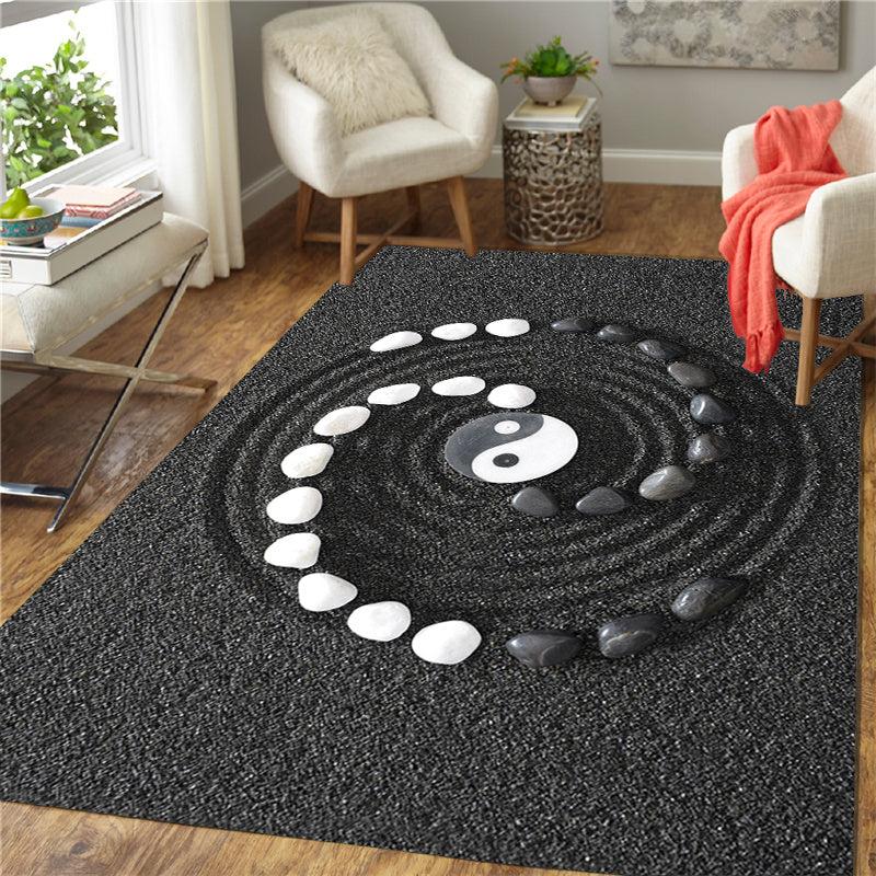 Taiji Round Area Rug Non Slip Carpet for Home Decor