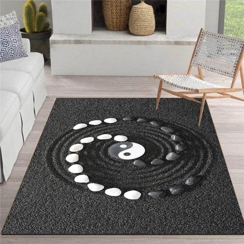 Taiji Round Area Rug Non Slip Carpet for Home Decor