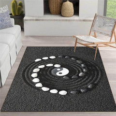 Taiji Round Area Rug Non Slip Carpet for Home Decor