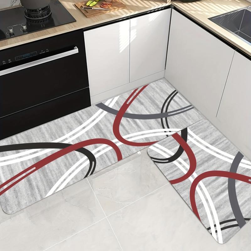 Modern Geometric Stripe Pattern Long Floor Mat Soft Carpet Kitchen Mat