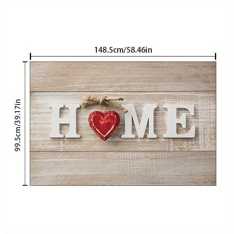 Red Heart Non Slip Floor Mat Stylish Durable Indoor Rug for Home Decoration