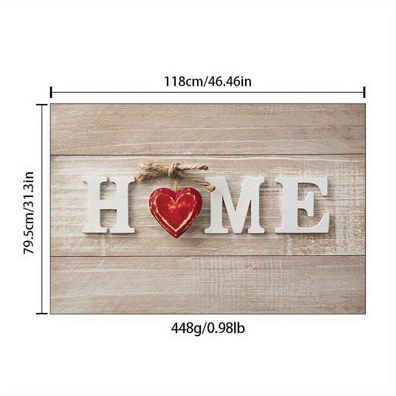 Red Heart Non Slip Floor Mat Stylish Durable Indoor Rug for Home Decoration