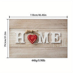 Red Heart Non Slip Floor Mat Stylish Durable Indoor Rug for Home Decoration