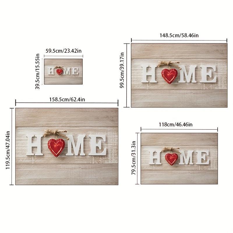 Red Heart Non Slip Floor Mat Stylish Durable Indoor Rug for Home Decoration