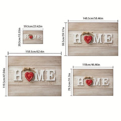 Red Heart Non Slip Floor Mat Stylish Durable Indoor Rug for Home Decoration