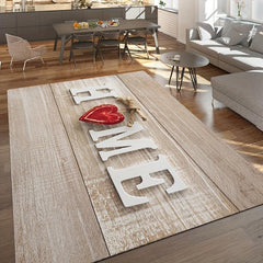 Red Heart Non Slip Floor Mat Stylish Durable Indoor Rug for Home Decoration