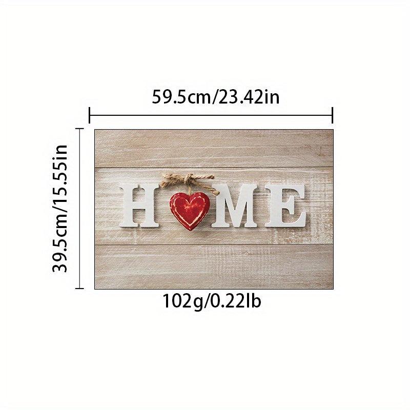 Red Heart Non Slip Floor Mat Stylish Durable Indoor Rug for Home Decoration