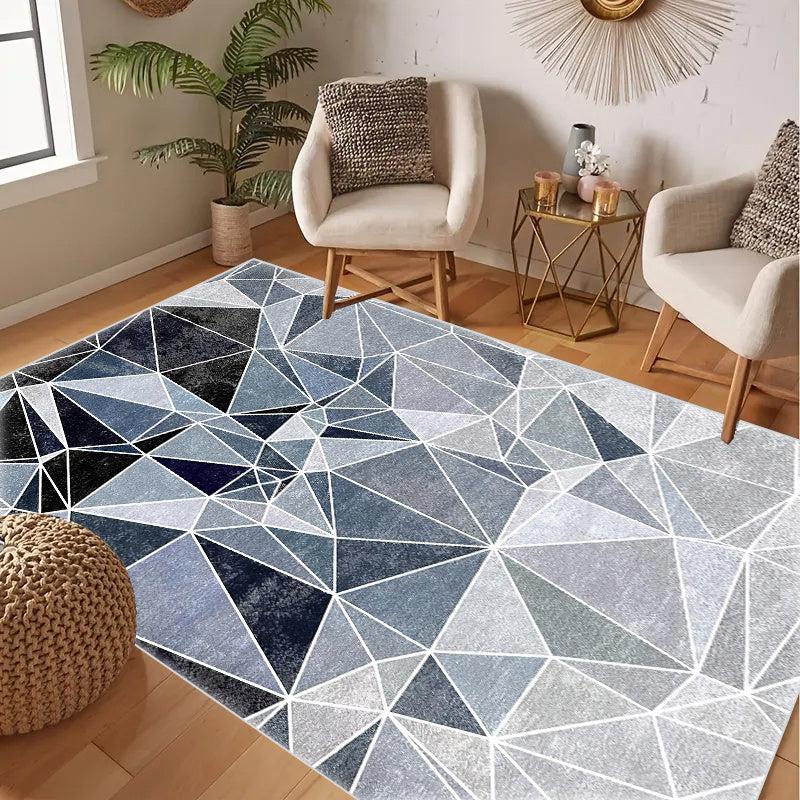 Soft Low Pile Living Room Area Rugs Modern Geometric Decorative Rugs
