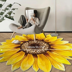 Irregular Sunflower Carpet Soft Floral Area Rugs Living Room Bedroom Cloakroom