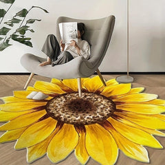 Irregular Sunflower Carpet Soft Floral Area Rugs Living Room Bedroom Cloakroom