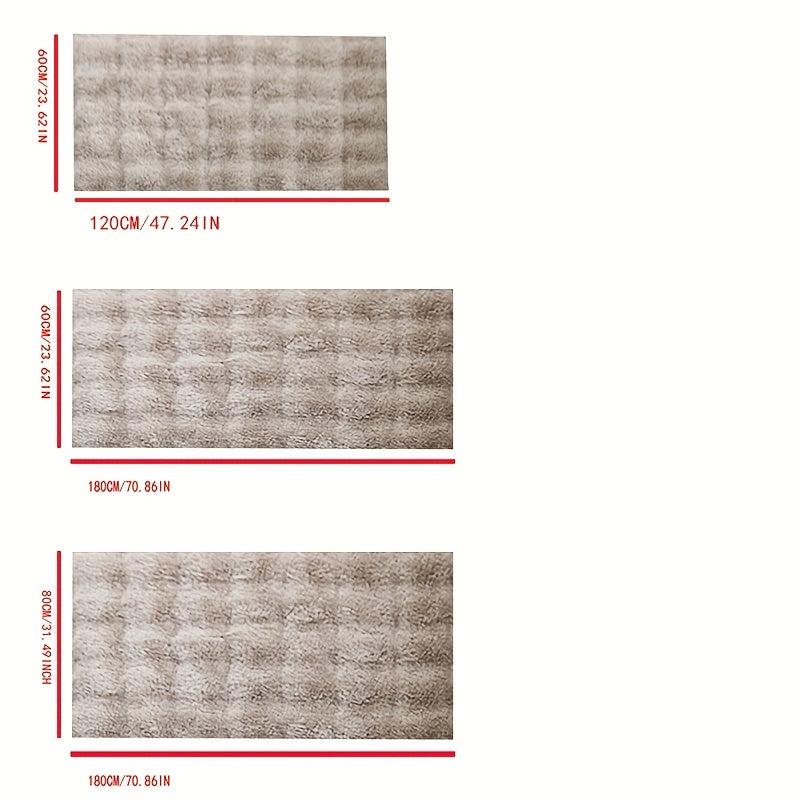 1pc Khaki Rabbit Fur Puff Fabric Bedroom Rug Solid Bedroom Floor Mat