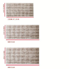 1pc Khaki Rabbit Fur Puff Fabric Bedroom Rug Solid Bedroom Floor Mat