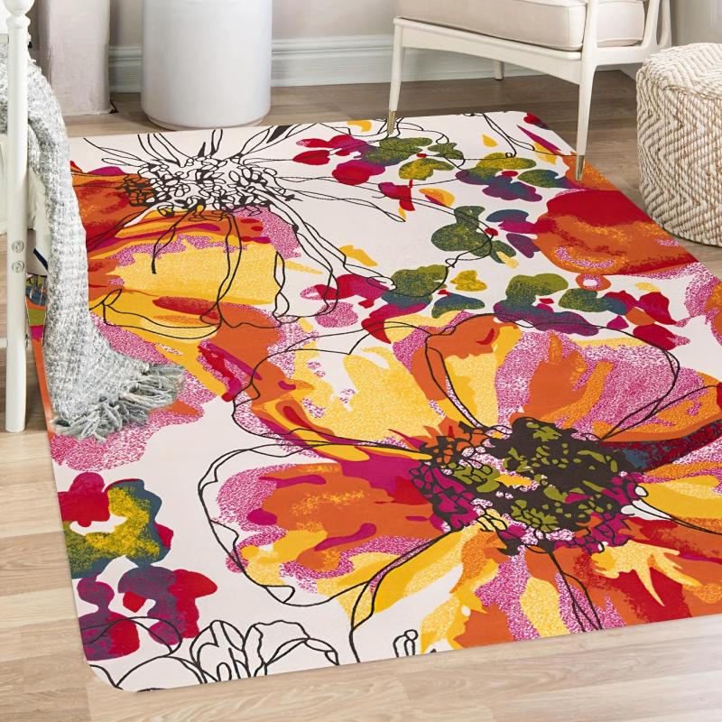 Circular Arc Geometric Mosaic Area Rug - Anti Fatigue Shaggy Floor Carpet