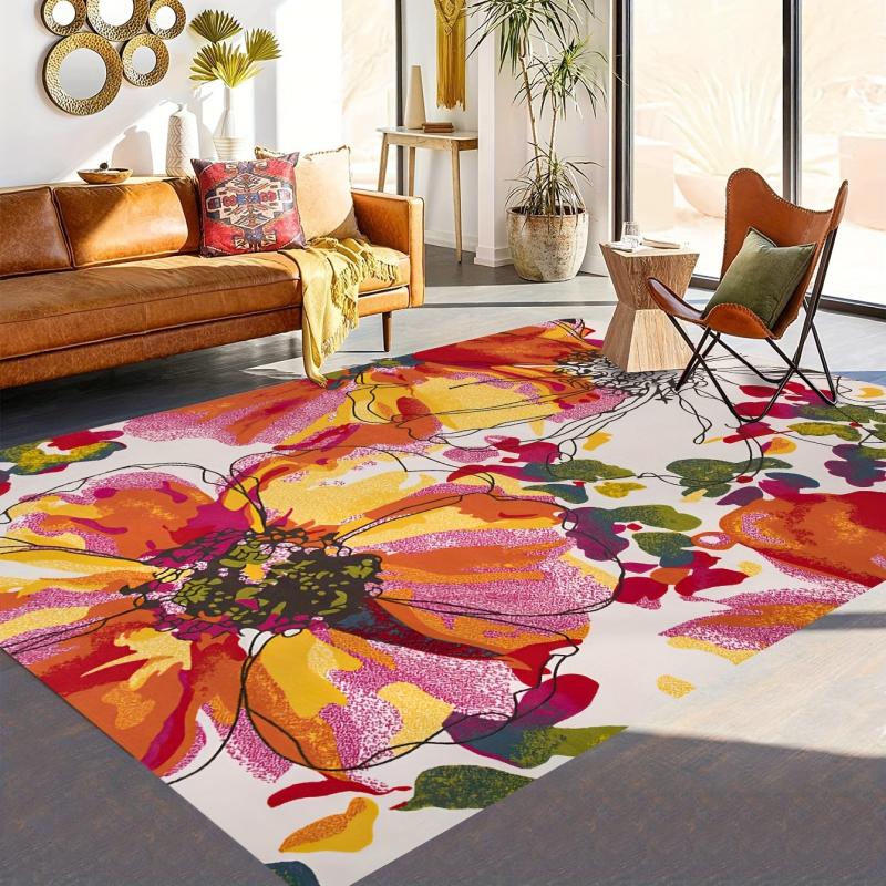 Circular Arc Geometric Mosaic Area Rug - Anti Fatigue Shaggy Floor Carpet