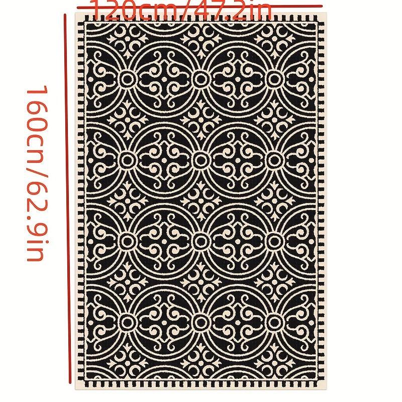 Vintage Floral Area Rug Geometric Crystal Velvet Carpet