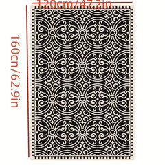 Vintage Floral Area Rug Geometric Crystal Velvet Carpet