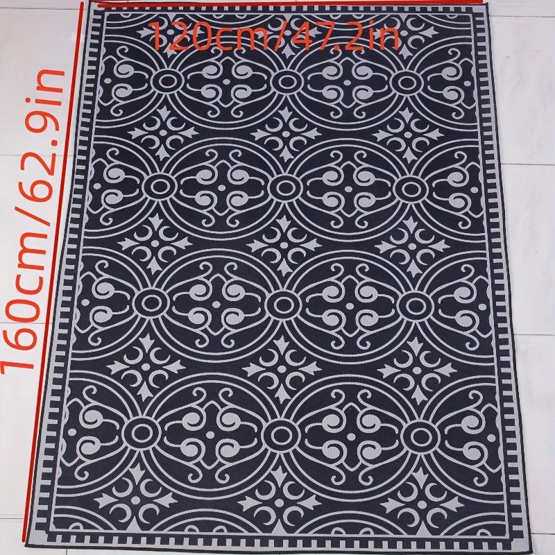 Vintage Floral Area Rug Geometric Crystal Velvet Carpet