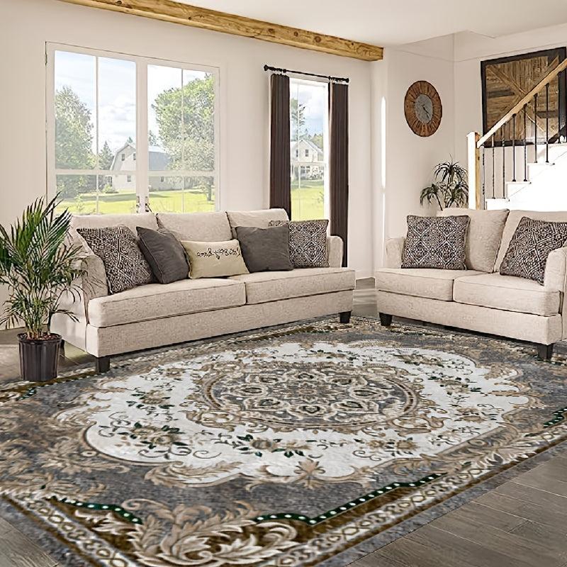 Retro Flower Pattern Area Rug - Antiskid & Washable Room Decor
