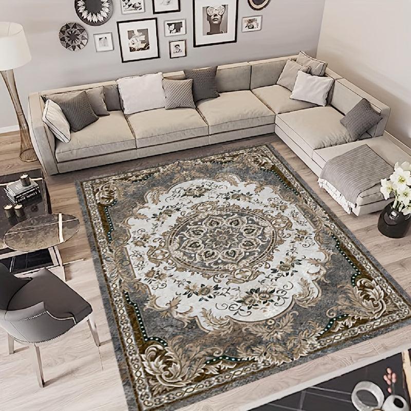 Retro Flower Pattern Area Rug - Antiskid & Washable Room Decor