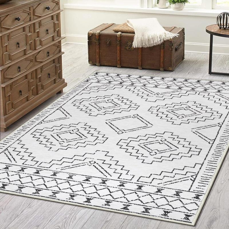 Boho Geometric Area Rug Non Slip Bath Mat Soft Machine Washable Mats
