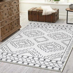 Boho Geometric Area Rug Non Slip Bath Mat Soft Machine Washable Mats