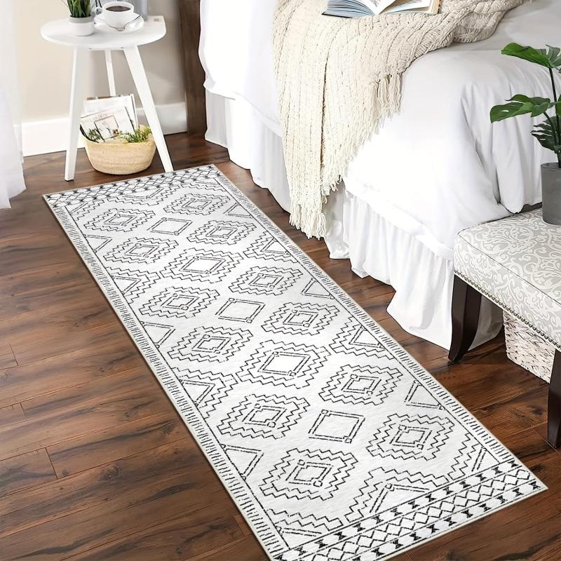 Boho Geometric Area Rug Non Slip Bath Mat Soft Machine Washable Mats