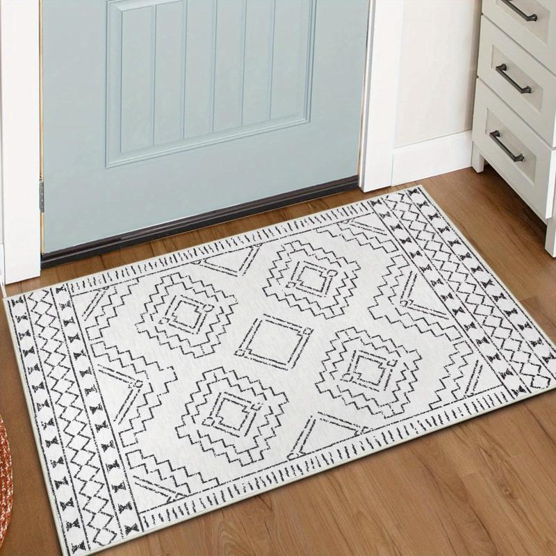 Boho Geometric Area Rug Non Slip Bath Mat Soft Machine Washable Mats