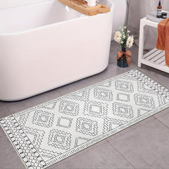Boho Geometric Area Rug Non Slip Bath Mat Soft Machine Washable Mats