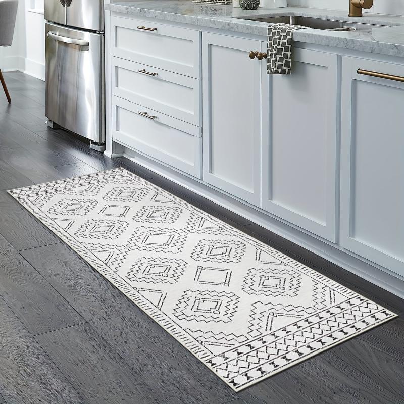 Boho Geometric Area Rug Non Slip Bath Mat Soft Machine Washable Mats