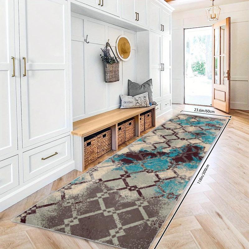 Geometric Abstract Runner Rug Boho Laundry Room Extra Long