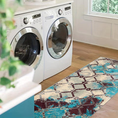 Geometric Abstract Runner Rug Boho Laundry Room Extra Long