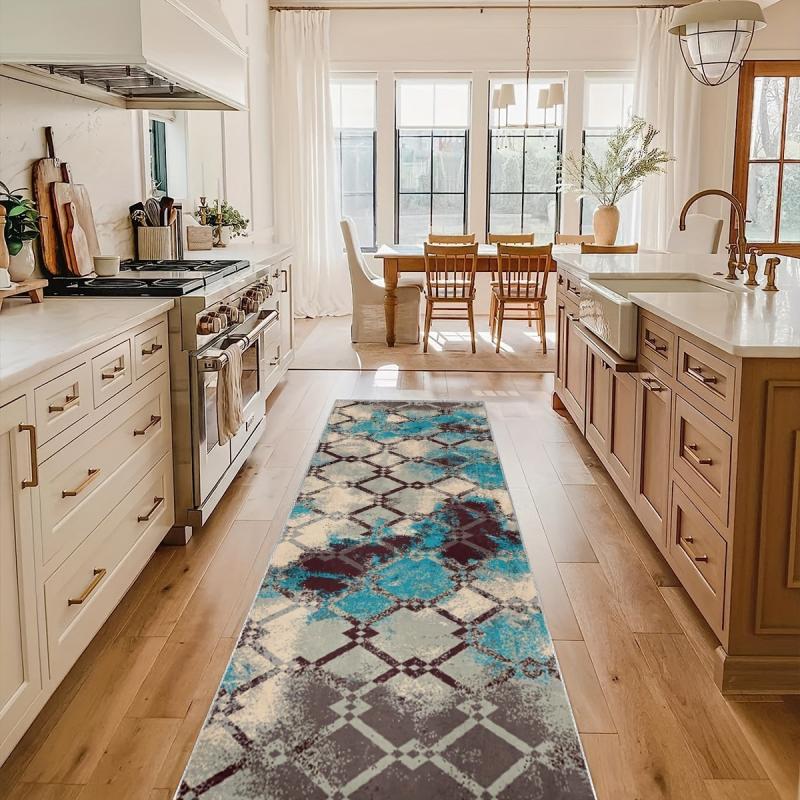 Geometric Abstract Runner Rug Boho Laundry Room Extra Long