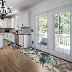 Geometric Abstract Runner Rug Boho Laundry Room Extra Long