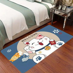 Soft Thick Fortune Cat Area Rug Anti Fatigue Shaggy Carpet