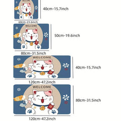 Soft Thick Fortune Cat Area Rug Anti Fatigue Shaggy Carpet