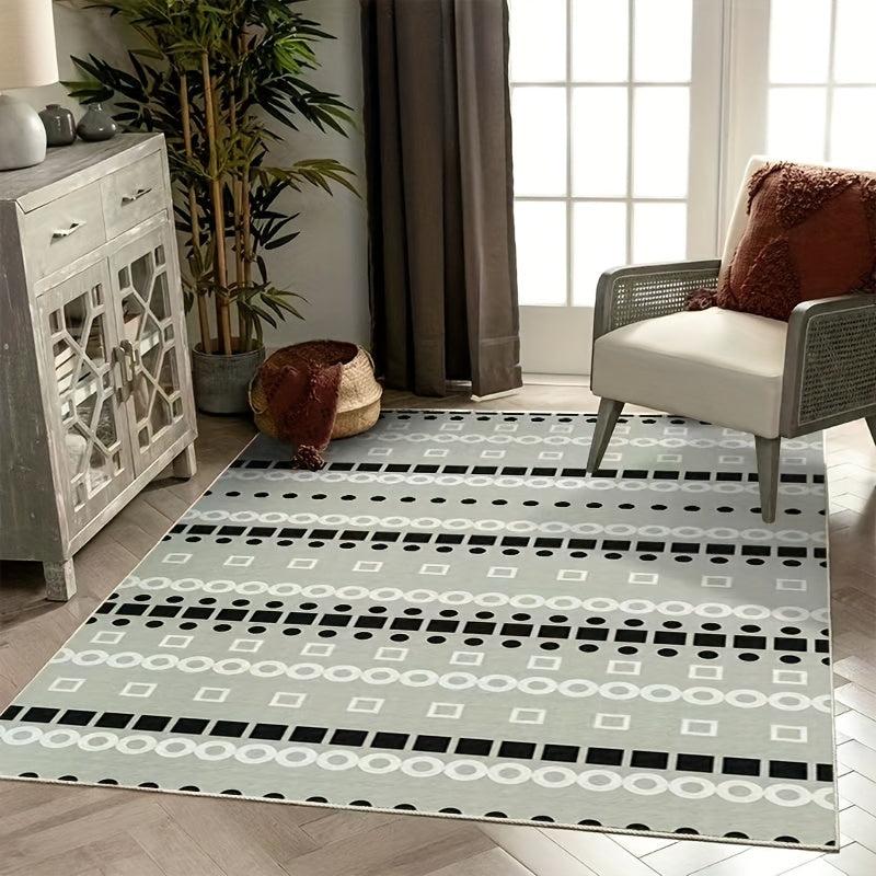 Geometric Pattern Area Rug Washable Non Slip Entryway Rug Polyester Floor Carpet