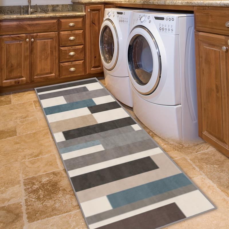 Geometric Long Strip Kitchen Rug Crystal Velvet Washable Bedroom Runner Rug